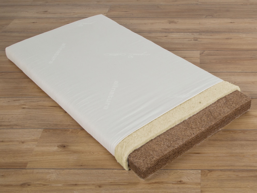 Kindermatras van kokosvezels Coco met wattering van 100 % katoen uit biologische teelt