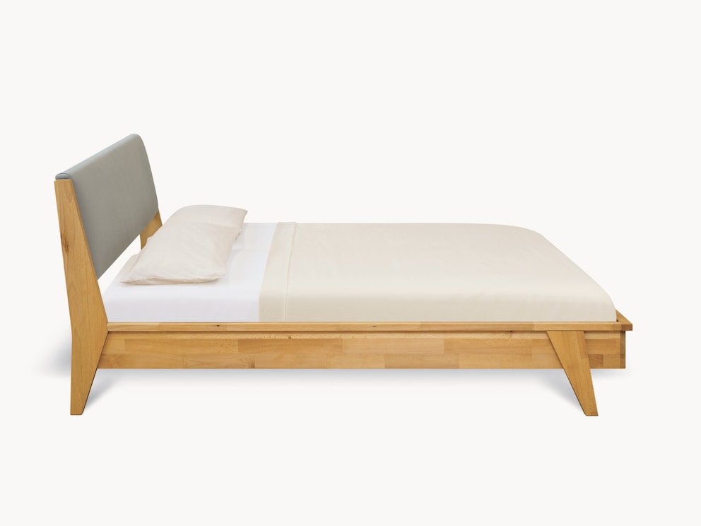 Massief houten bed Lasala in beuken kernhout - zijaanzicht