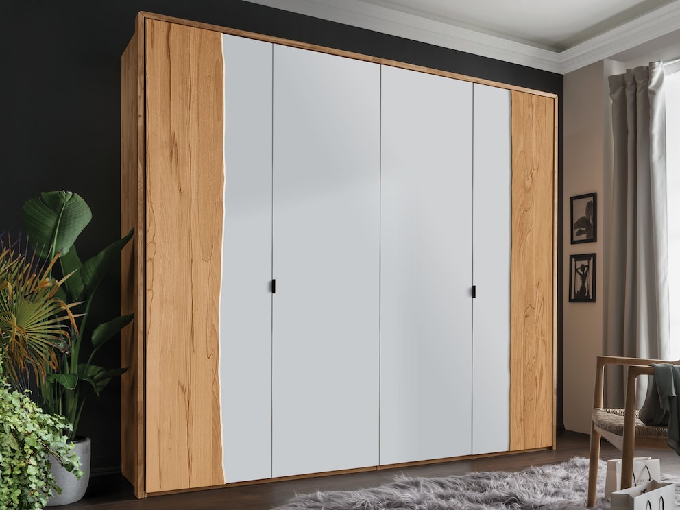 4 portes (élément de base + élément additionnel), ici en plus avec cadre passe-partout - en cœur de hêtre