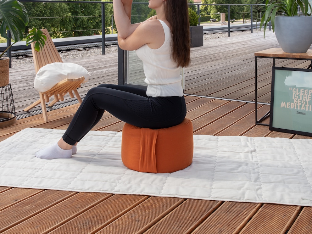 Bequemes Meditationskissen mit Dinkelspreu-Füllung in kbA-Qualität