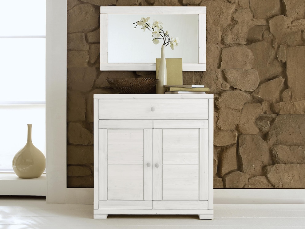 Mascella - Variant 01 met aantrekkelijke cassettedeuren in wit geglazuurd grenen