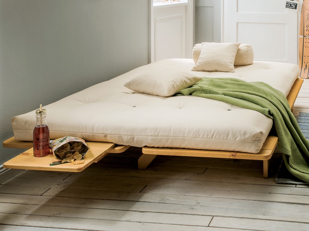Futon-Matratze Suma-Nashi mit Bezug in der Farbstellung natur