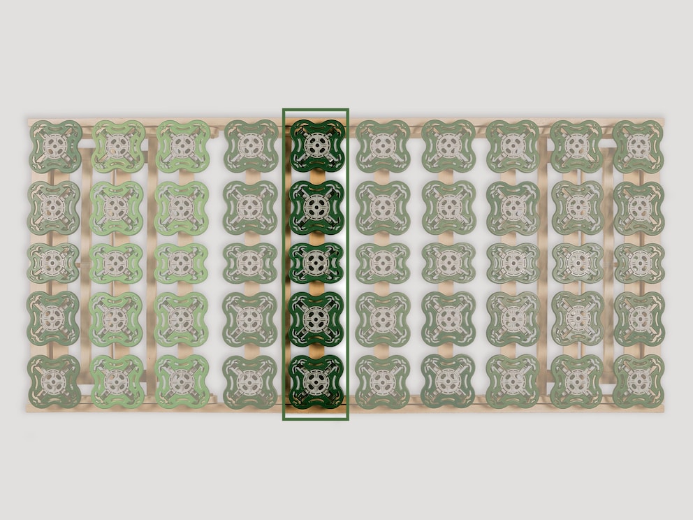 Possibilité de réglage : <strong>pont lordose</strong> - il suffit de régler plus fermement les assiettes marquées