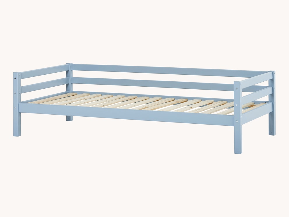 Lit bébé « Colorino » de haute qualité, fabriqué en bois de pin massif, ici en blanc