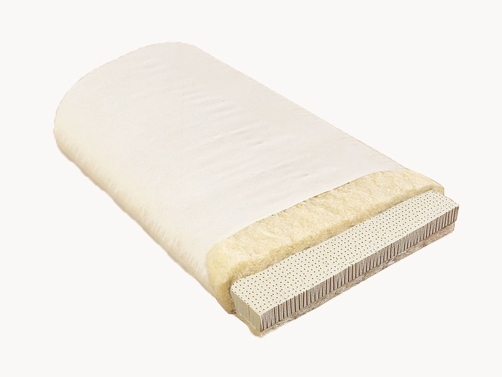 Klimatisierend und kuschelig: Naturlatex-Kern mit Schafschurwoll-Auflage