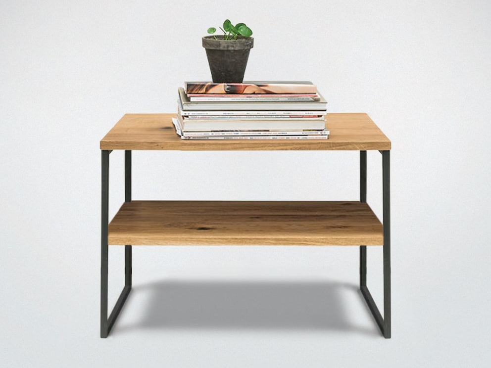 Rechte bijzettafel in moderne industriële stijl met praktisch opbergrek