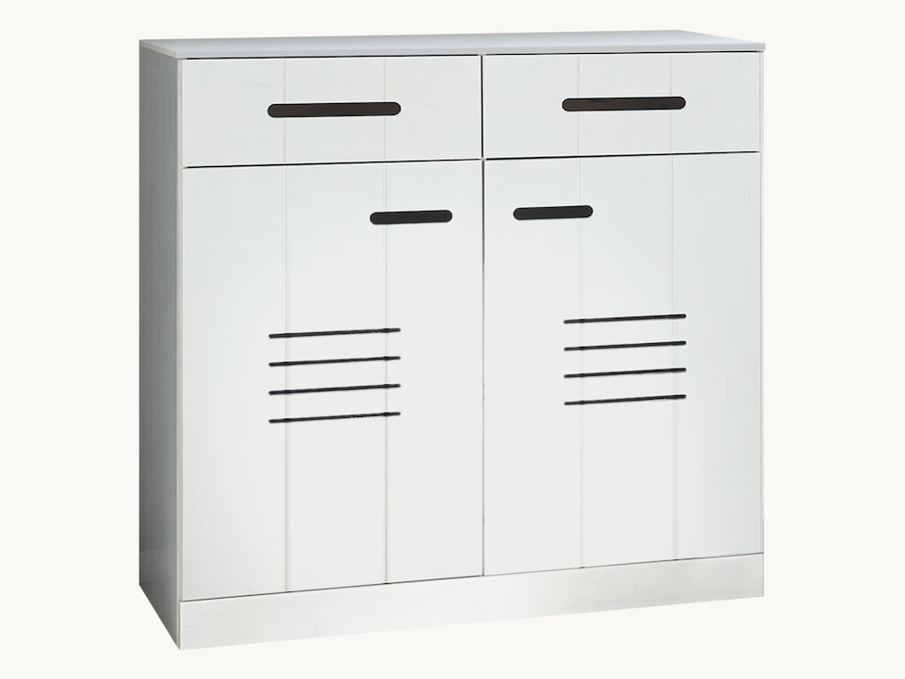 Praktische opbergruimte in de kinderkamer - 2-deurs commode Junior van wit geglazuurd grenen