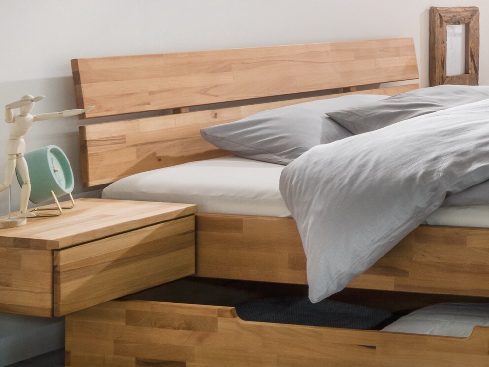 Comfortabel gebogen hoofdbord in trendy, tweedelige look