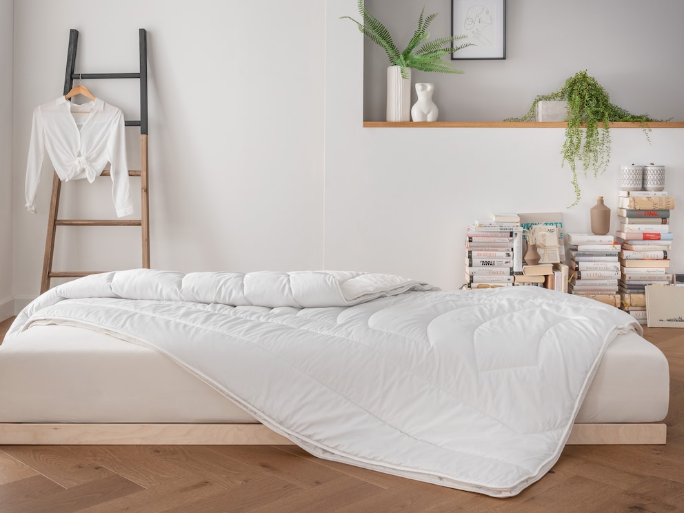 Tijk en vulling van het 4-seizoenen dekbed zijn van 100% katoen uit biologische teelt