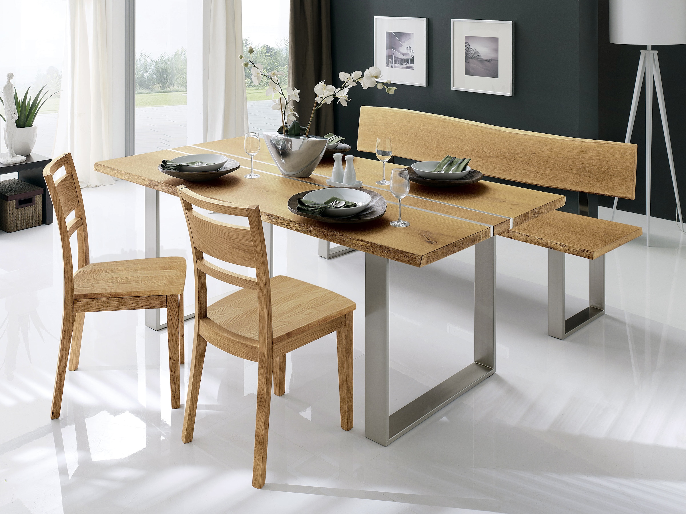 Stuhl "Rulana" | mittelgrau | Bezug Wollfilz | Manufakturqualität