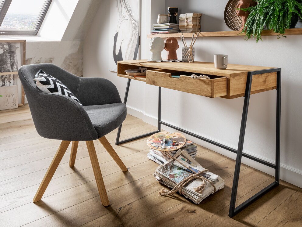 Anca bureau in massief wild eiken, hier versie met 1 lade