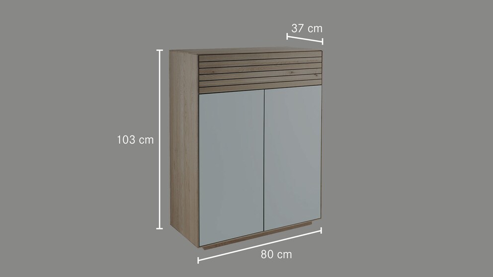 Meuble à chaussures « Fiella » d'une hauteur de 103 cm - représentation cotée