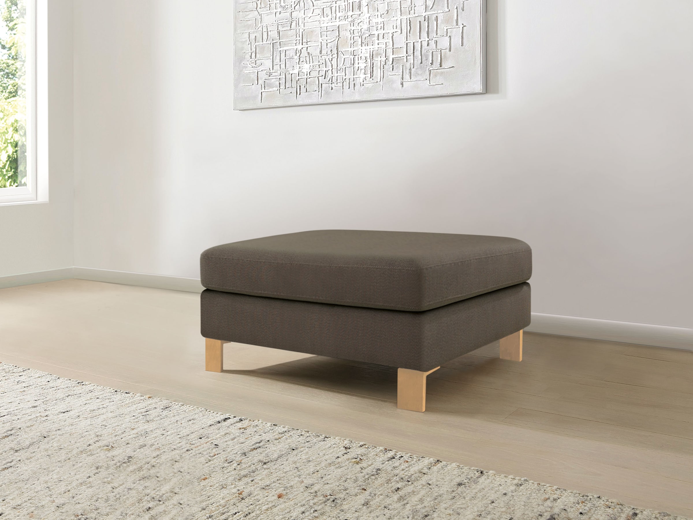 Polsterhocker "Linea Nova" | konisch, Buche wenge gebeizt | Hocker 60x60 cm | Manufakturqualität