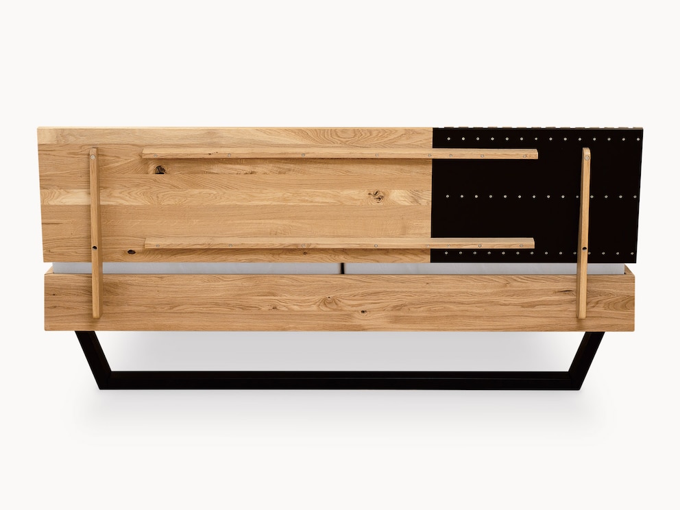 Zwevend bed Acustica in wild eiken - achteraanzicht