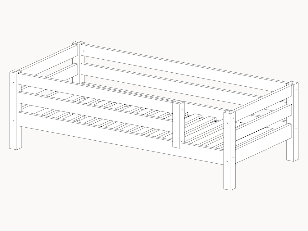 Kiddy-jeugdbed, variant 03 - schematische voorstelling