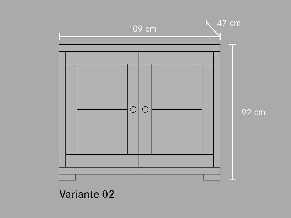 Variant 02, gedimensioneerde weergave - voor verdere details zie hoofdstuk Technische info