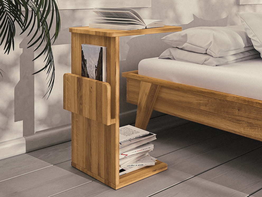 Bijzettafel “Lasala” met veel retro charme, hier in wild eiken