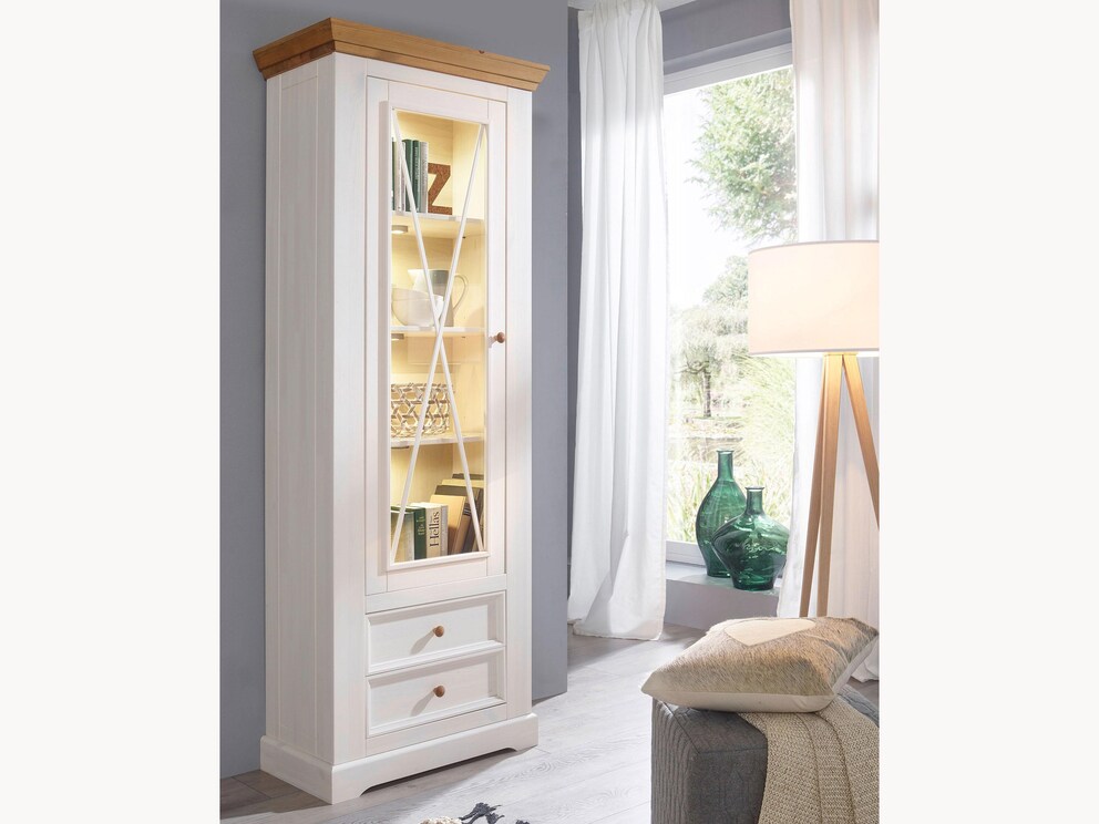 Vitrine « Molina » en variante 02 avec éclairage (4 spots LED)