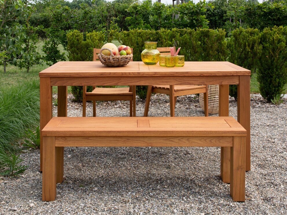Bequeme Gartenbank in massivem und robustem Design aus wetterbeständigem Robinienholz