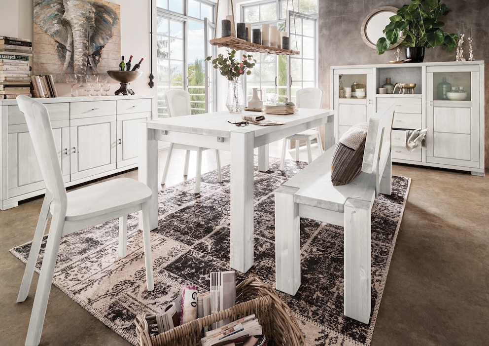 Mascella in wit glazuur brengt een frisse landhuisstijl in uw eetkamer