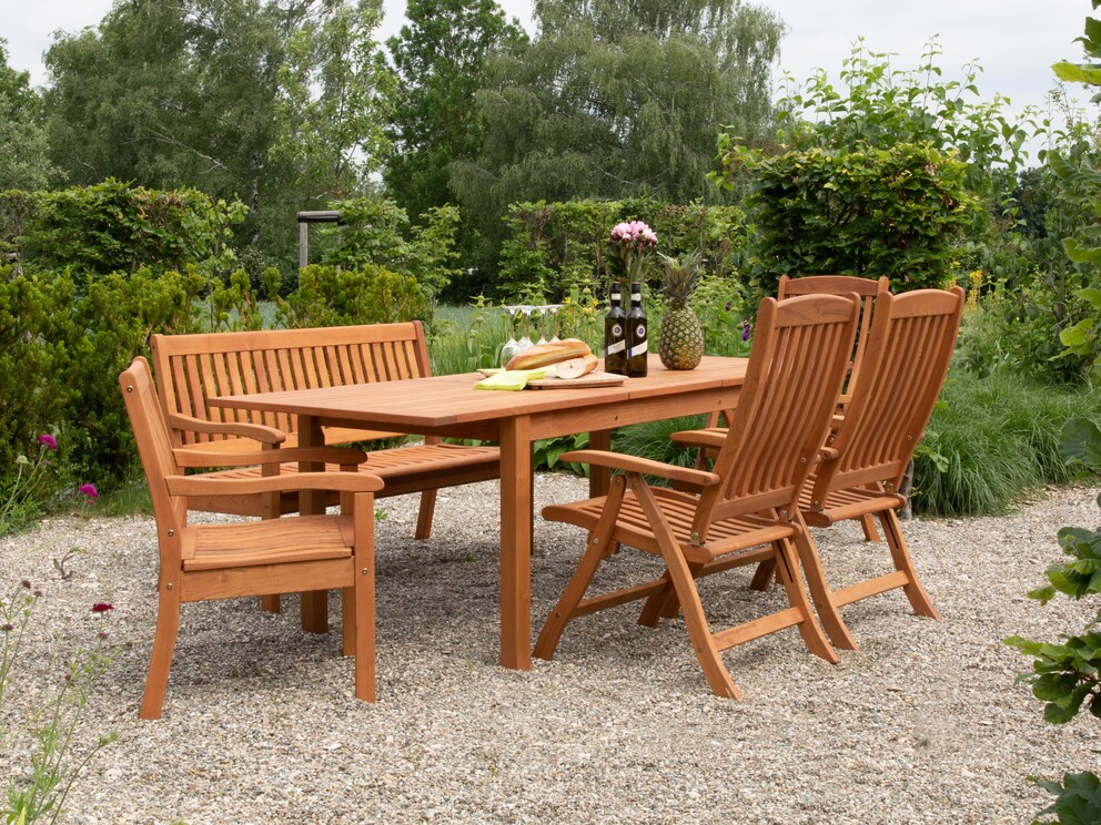 Table de jardin classique - ici la version allongée en 90x170 cm avec plateau de 50 cm