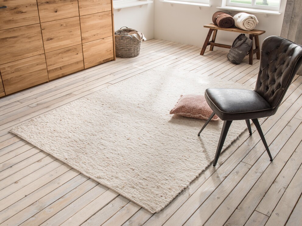 Handgeweven vloerkleed Terra, kleurstelling lichtbeige