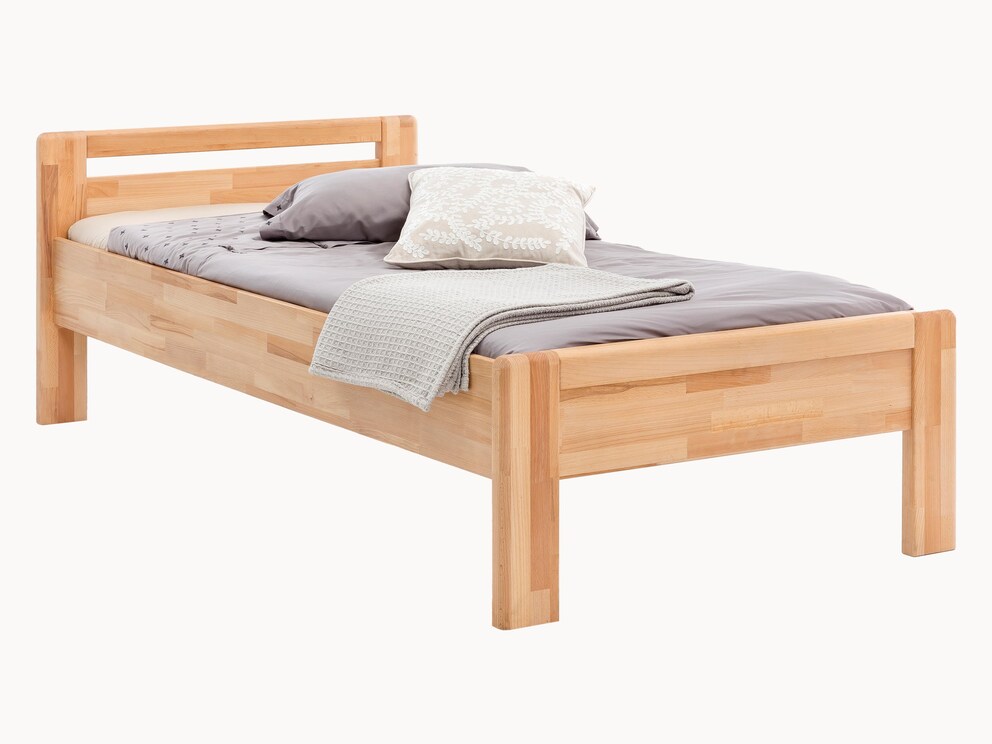 Livello massief houten bed in geoliede kernbeuk met afgeronde hoeken