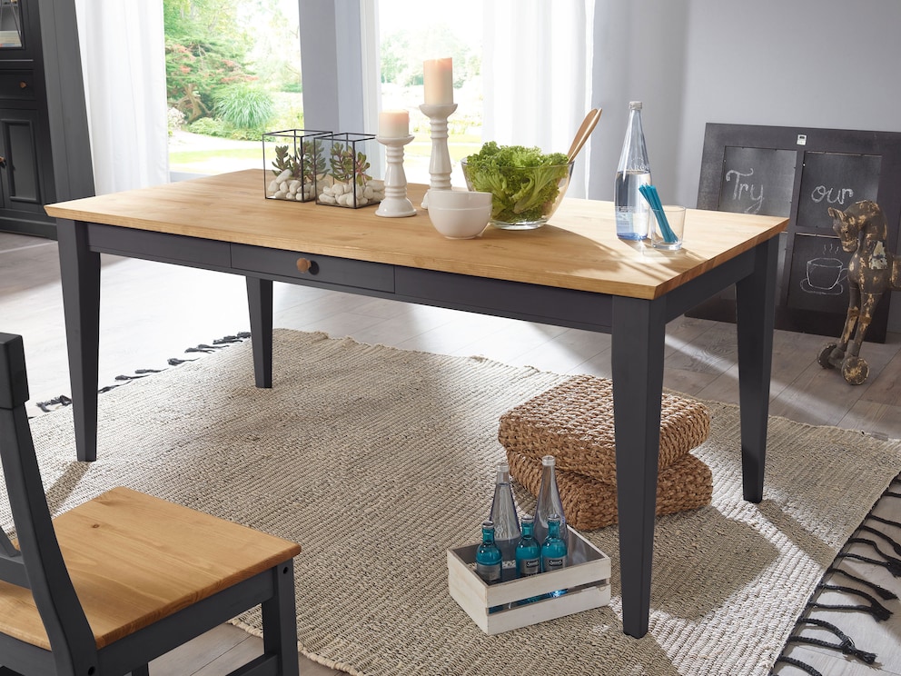 Molina tafel modern cool in antraciet gewaxt