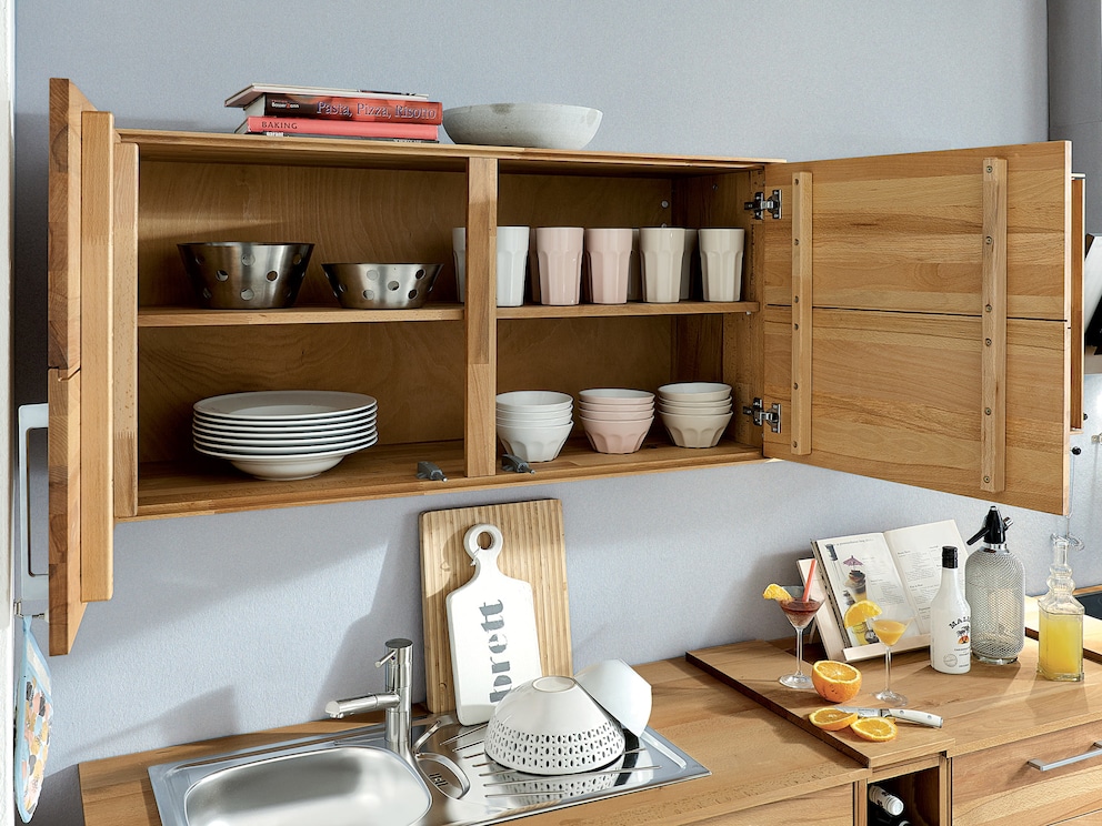 Armoire suspendue « Culinara » avec portes en bois