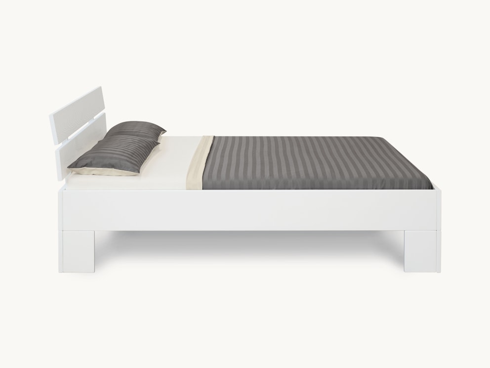 Loana massief houten bed in wit - zijaanzicht