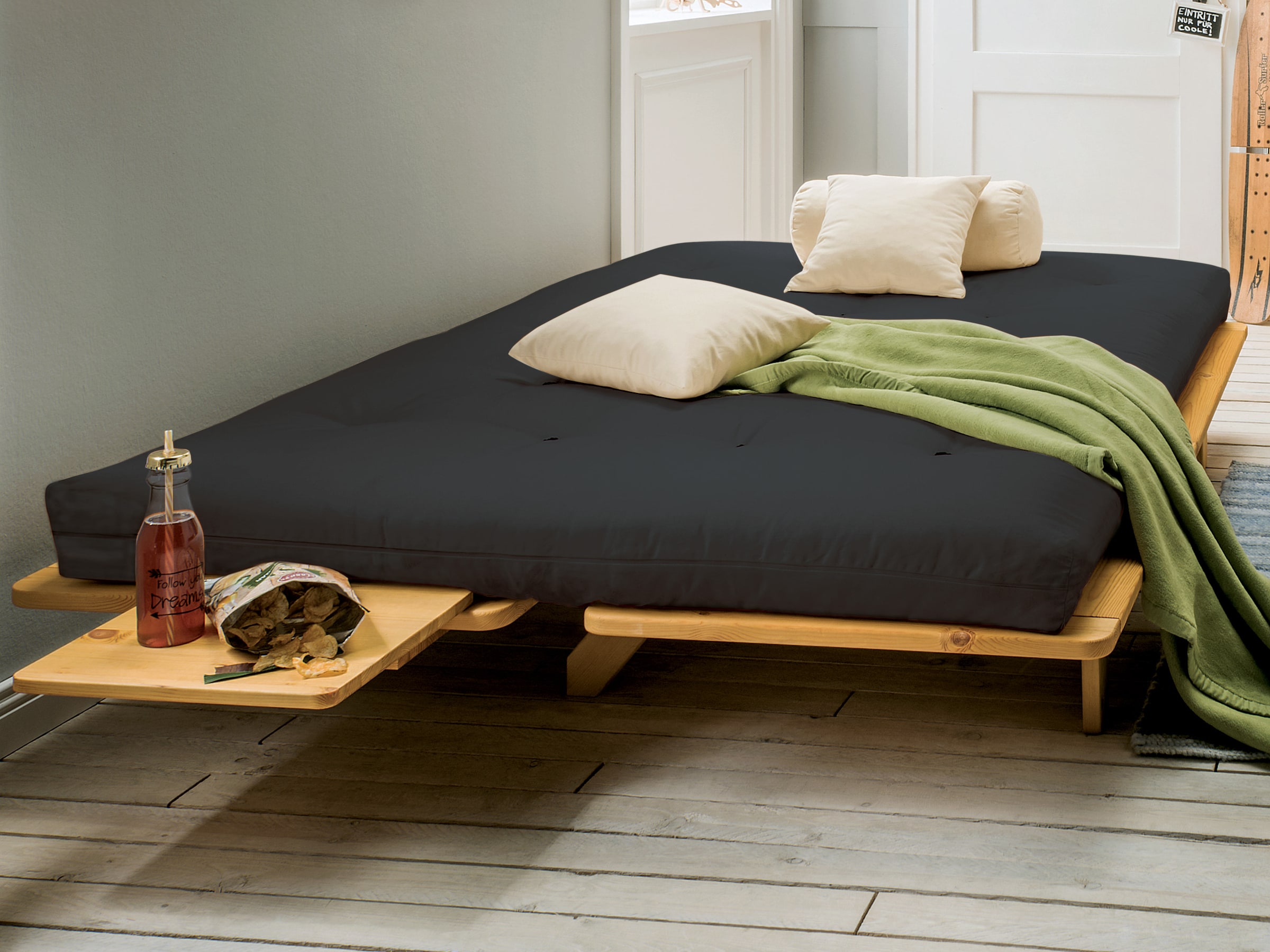 Japanse futon matras, vloermatras, vouwmatras, tatami-matras, draagbaar campingmatras, gemakkelijk op te bergen, ademende stof voor bankmatras (blauw, 180 x 200 cm