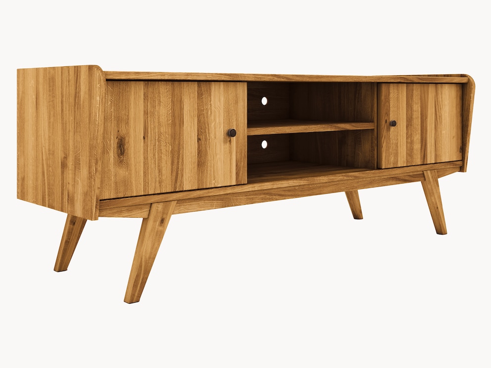 Lasala lowboard in charmante retrostijl, variant 03 in wild eiken