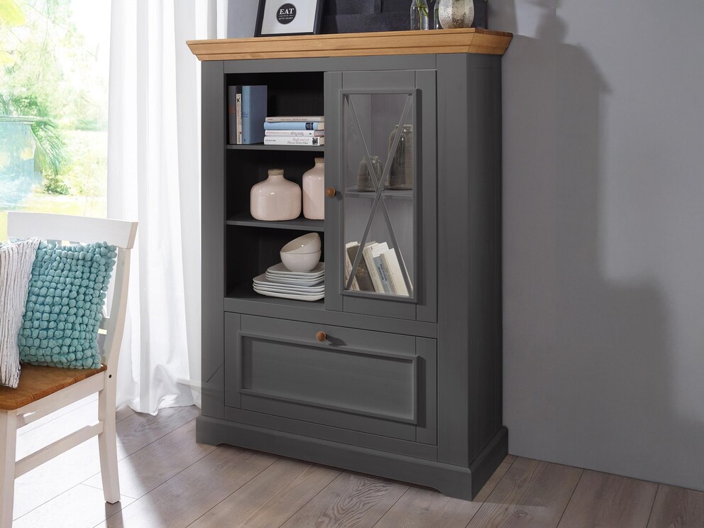 Hier das Highboard modern kühl in anthrazit-gewachst