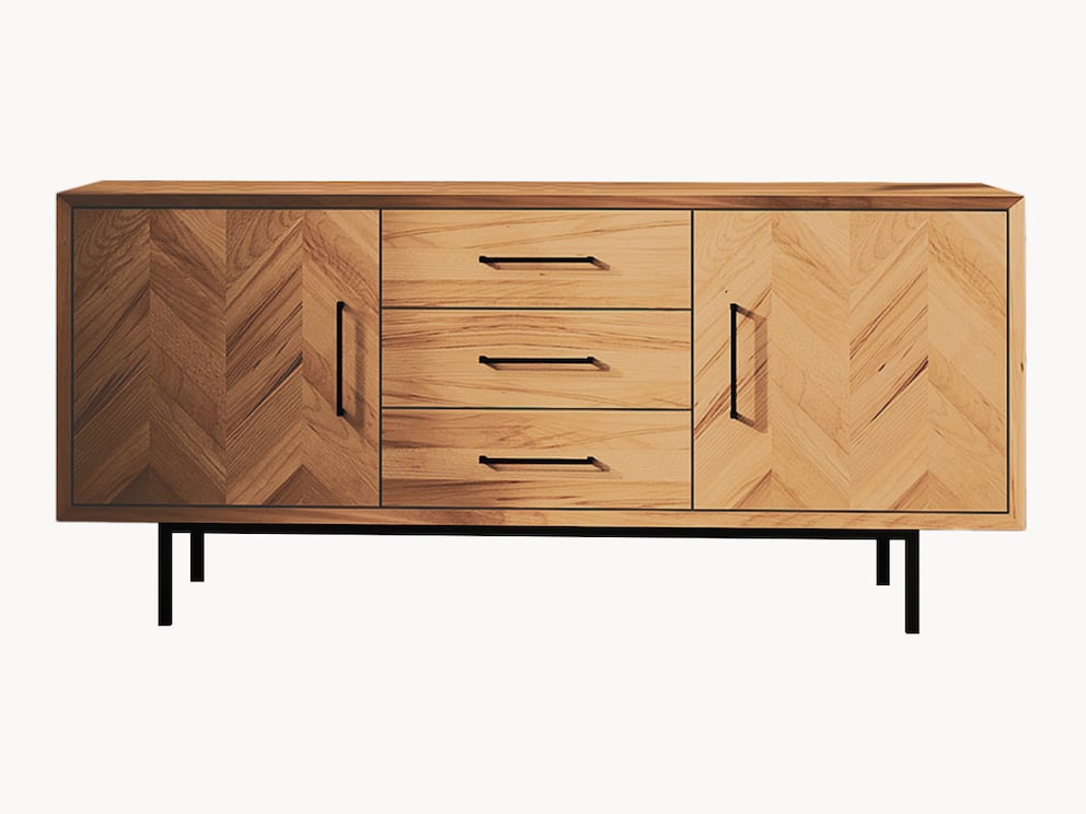 Modernes Sideboard im Industrial Design - hier Variante 04 aus massiver Kernbuche