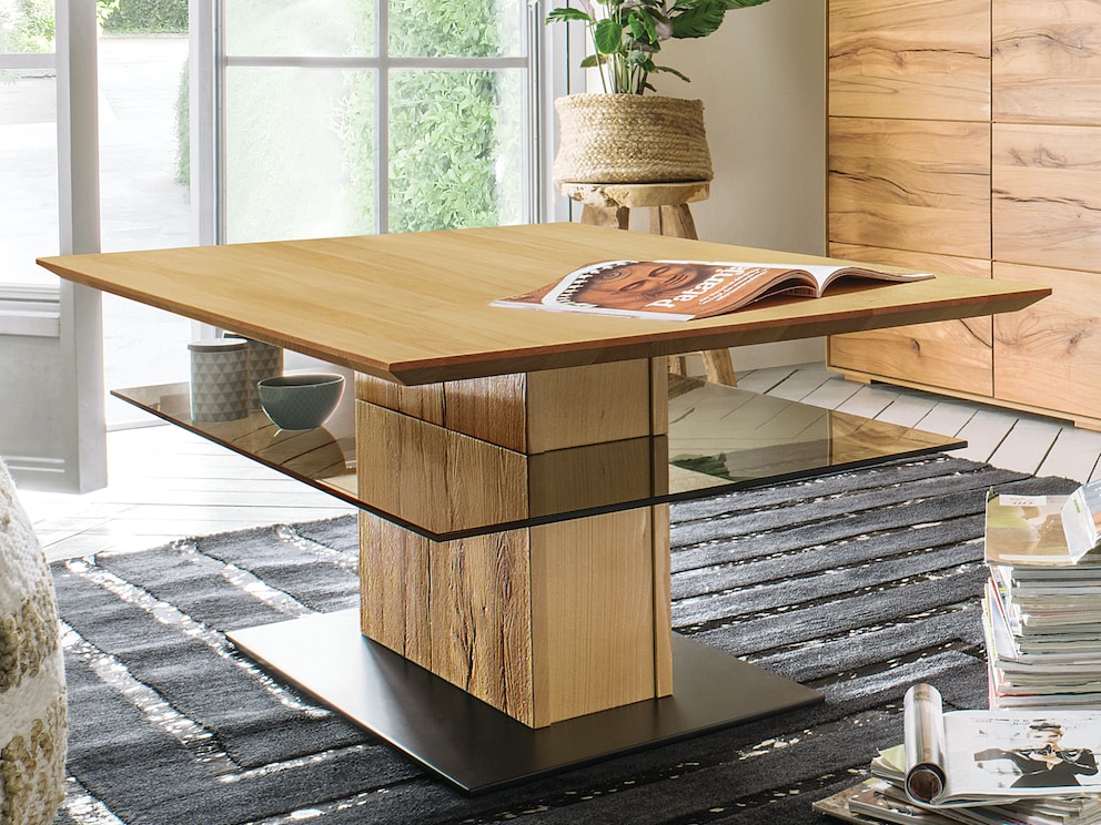 Hier in extravagant wild hart beukenhout, extra plankruimte door glazen blad