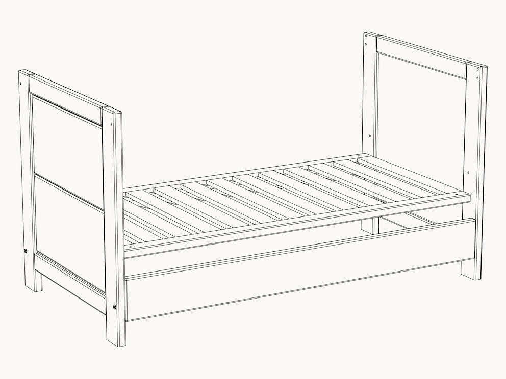 Schematische voorstelling van het kinderbed