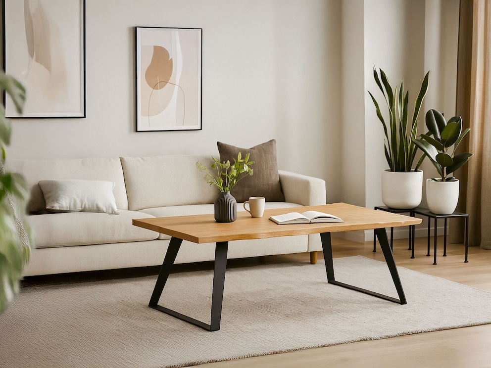 Luchtige massiefhouten salontafel met royale ruimte eronder