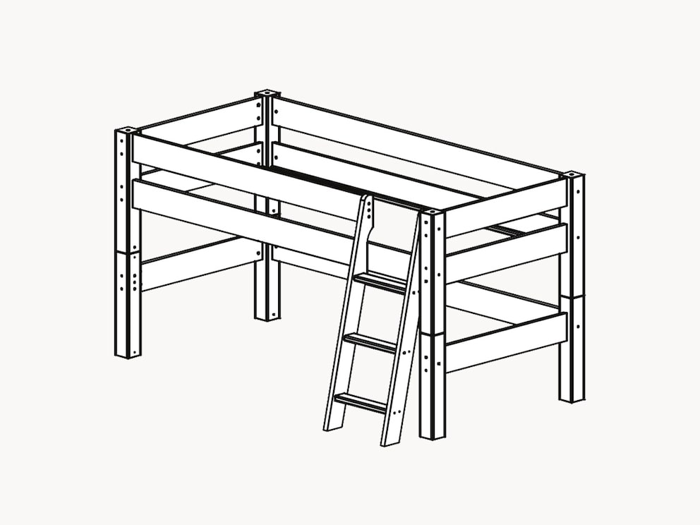 Mini hoogslaper Pico met schuine trap - Schematische voorstelling