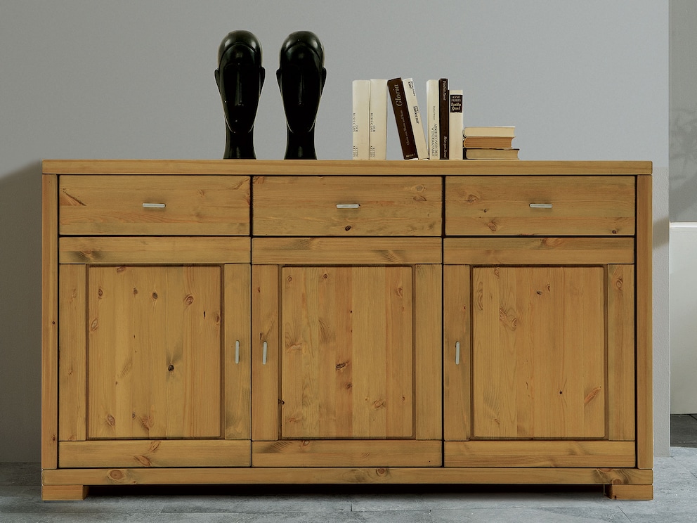 Sideboard Mascella in massivem Kiefernholz - Oberfläche gelaugt/geölt