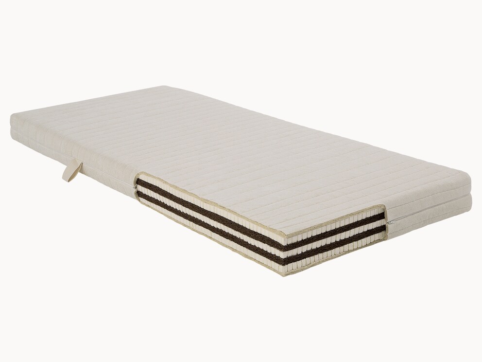Elastische middelharde matras met lagen met 5-zone-lichaamsondersteuning