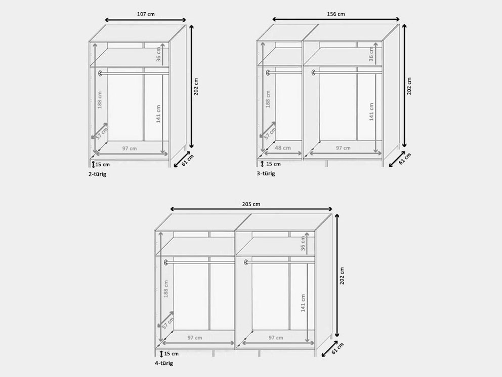 Kledingkast Calo gedimensioneerd - nadere informatie onder Technische info