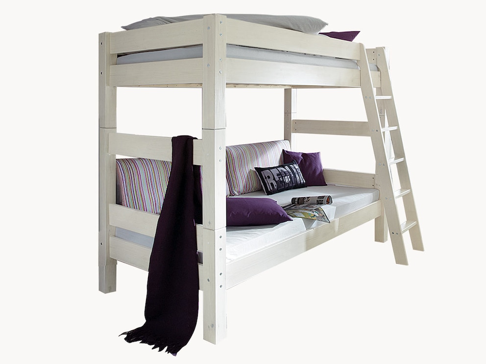 Stapelbed Pico is het ideale bed voor 2 kinderen - hier in beuk