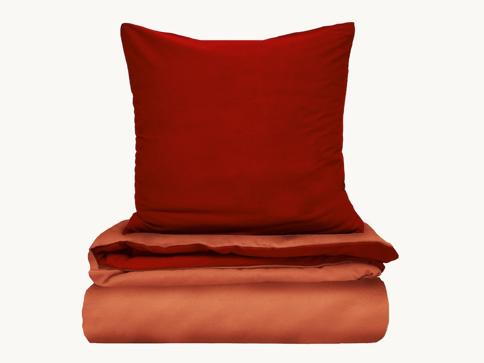 Flanel beddengoed Calida in de kleurencombinatie rood/oranje