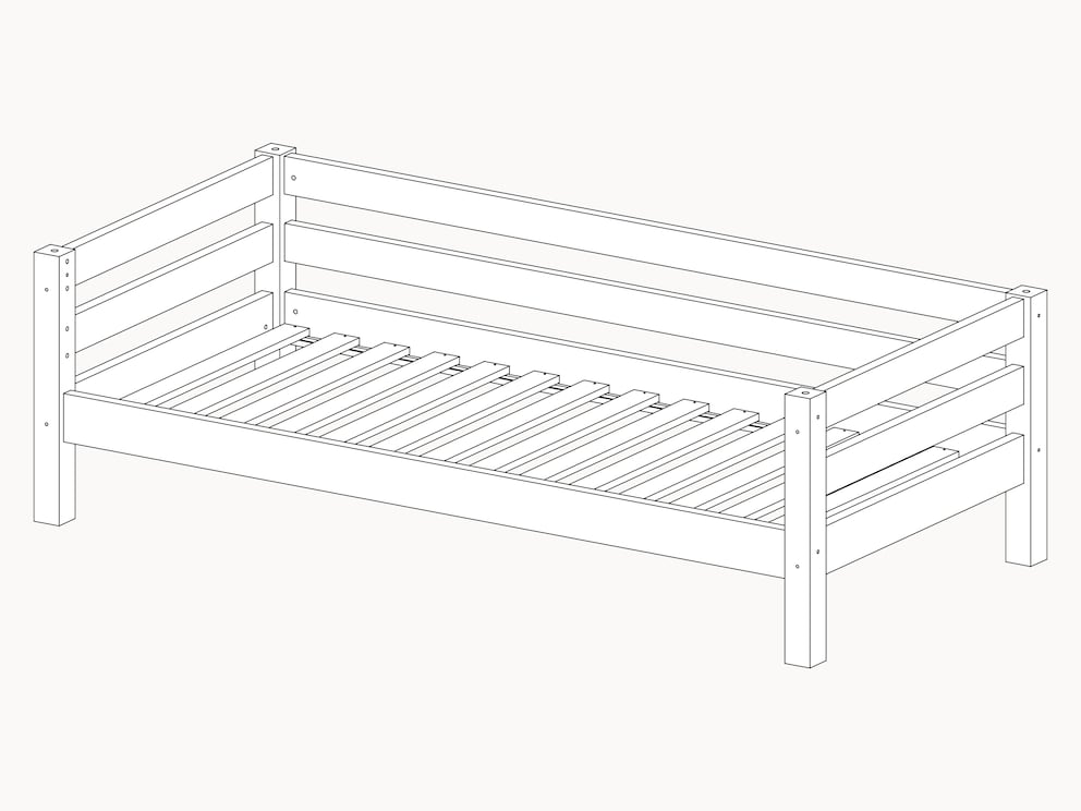Jeugdbed Kiddy, variant 02 - schematische voorstelling