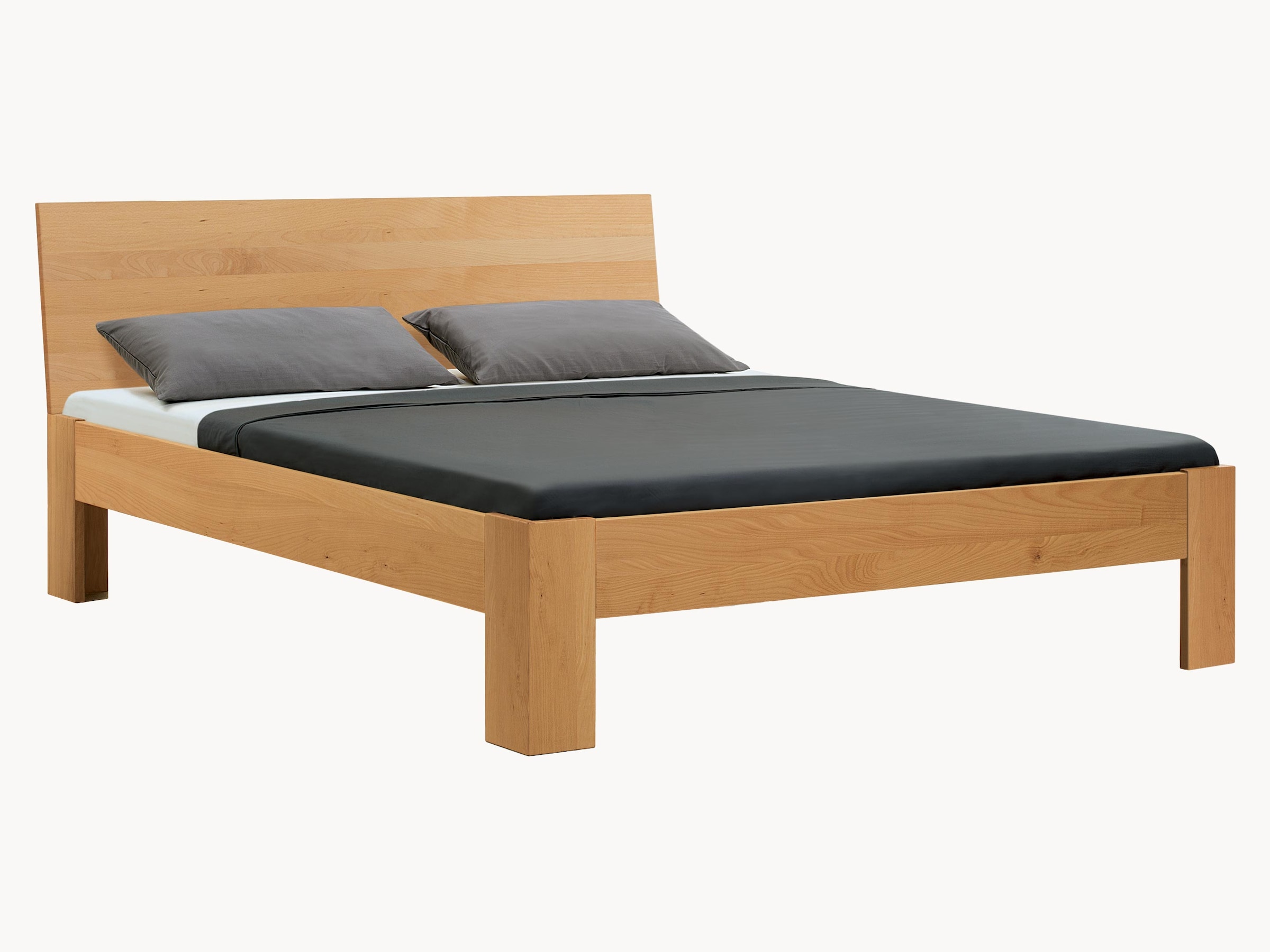 Massivholzbett "Cubus" | Kernbuche geölt | ohne | 42 cm | Manufakturqualität