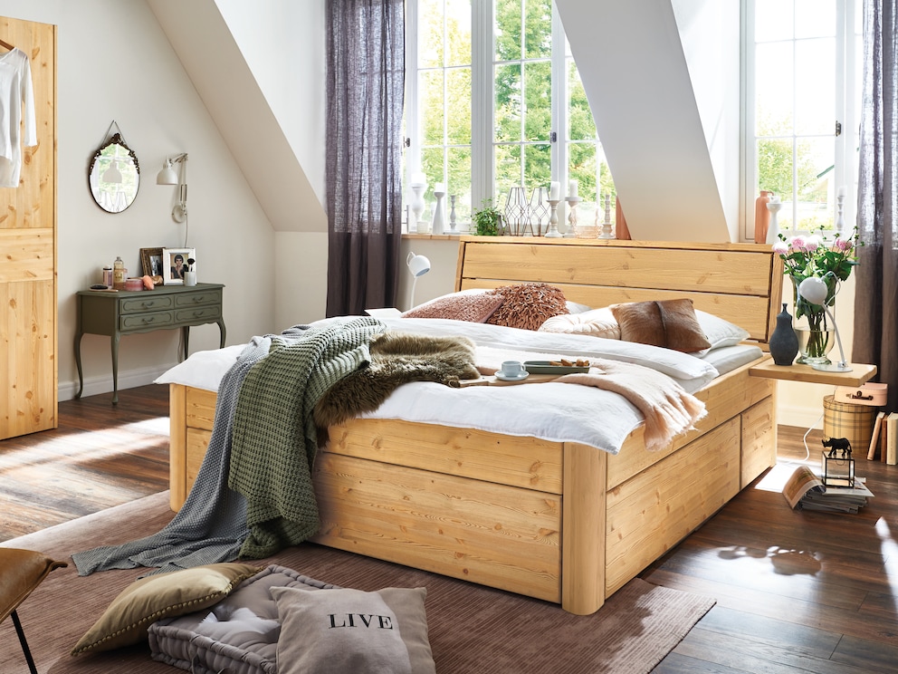 Ladebed Alexandria in geloogd/geolied grenen - levendig oppervlak