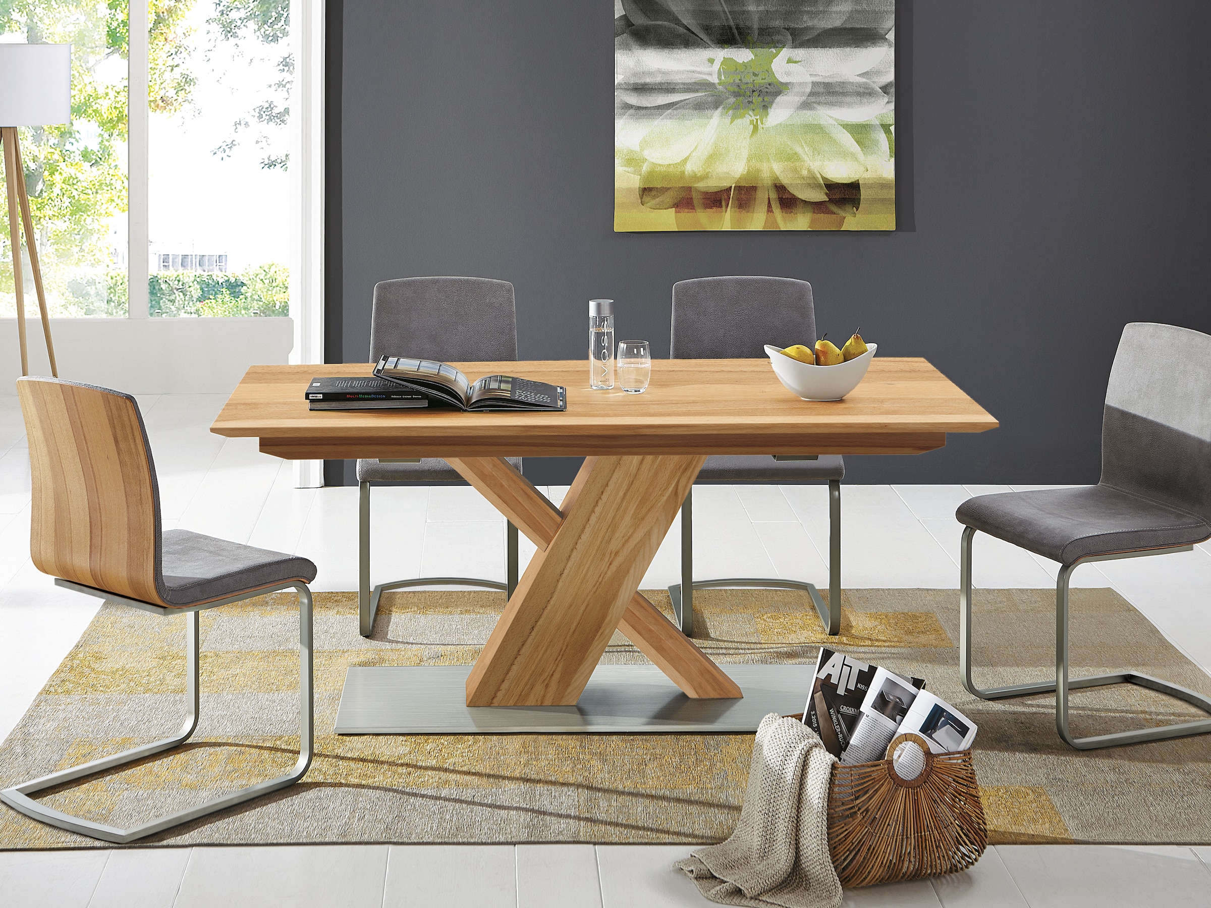 Tisch "Revera" | Kernbuche | ohne Auszug | mattschwarz | Manufakturqualität | Vegan