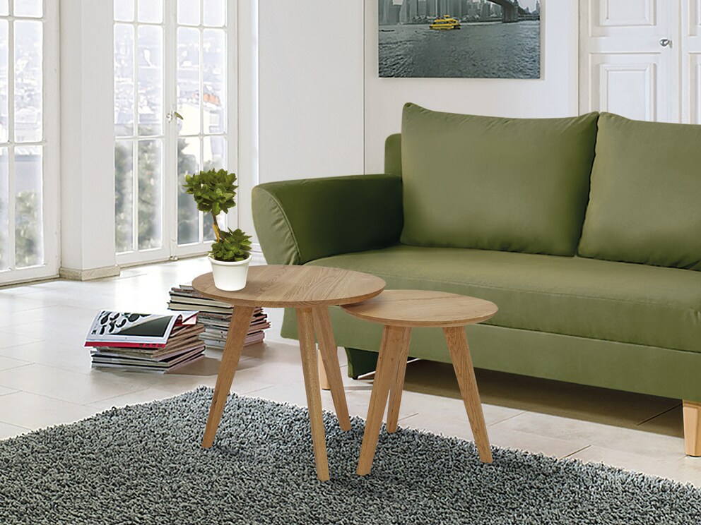 Table d'appoint moderne vendue par lot pratique de 2, avec plateau rond