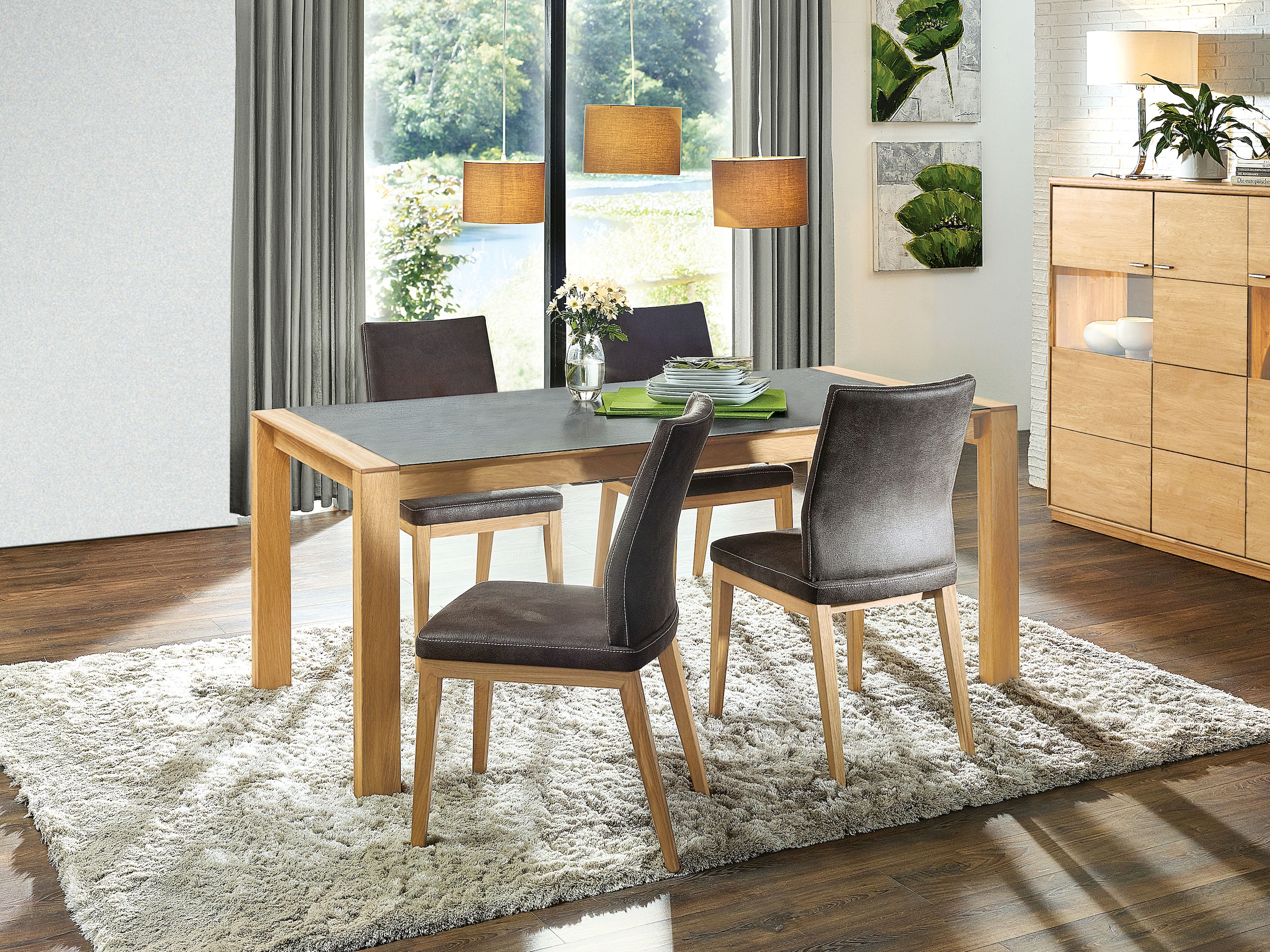 Stuhl "Junita" | Kernbuche | Echtleder - beige
