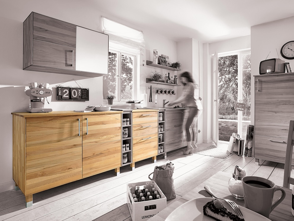 Cuisine modulaire « Culinara », ici avec éléments bas, à gauche variante 01 et à droite variante 02